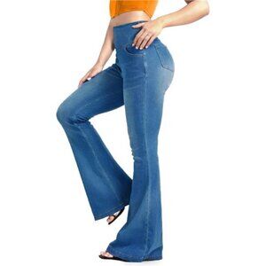 Knit Stetchy Flare Jean for Women Blue